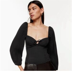Wilfred Novella Black Puff Sleeve Blouse